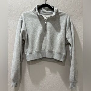 BP Gray Heather Cropped Quarter-Zip Sweatshirt